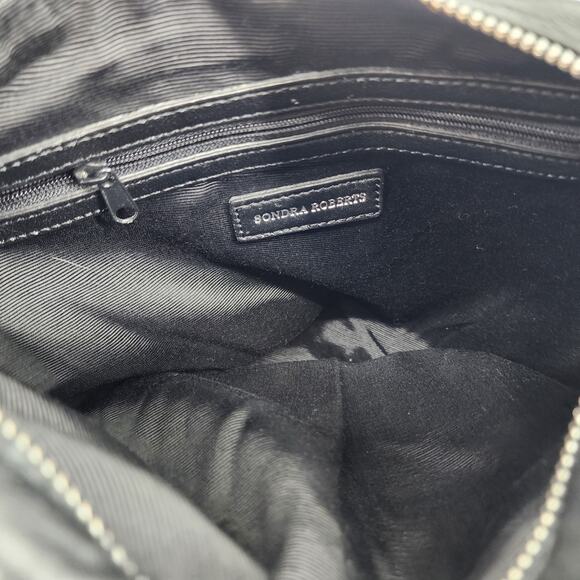 Sondra Roberts Large Black and Brown Zipper Shoulder Handbag Purse - Picture 5 of 8